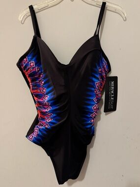 Miraclesuit Blue & Pink Abstract Ruched One-Piece
